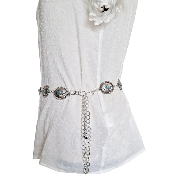 Boutique | Accessories | Womens Western Turquoise Silver Tone Concho ...